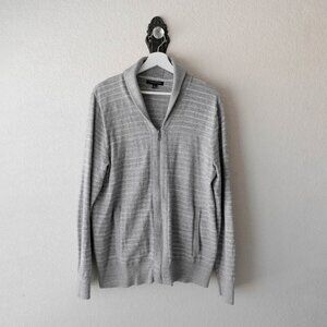 Banana Republic Men’s Large Gray Full Zip Cardigan 100% Cotton Shawl Collar